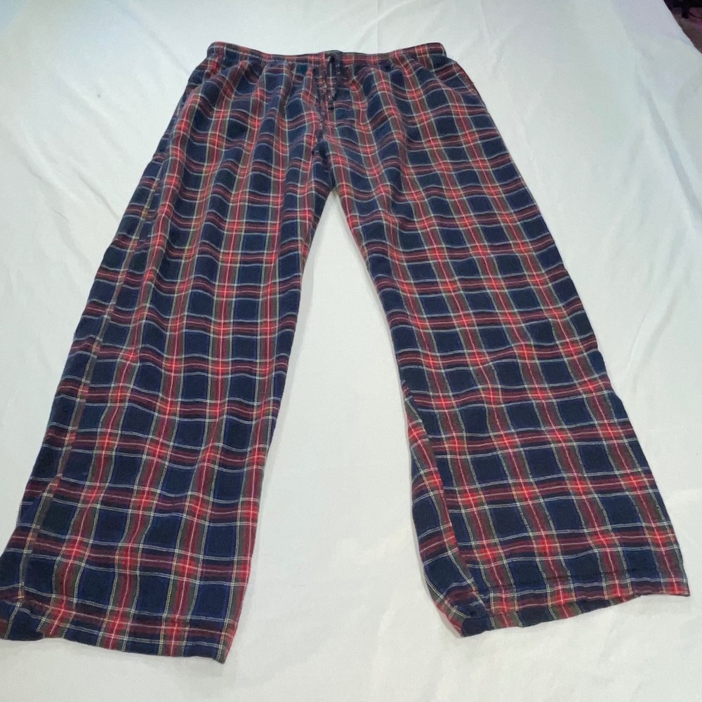 Polo Ralph Lauren Mens Large Blue Red Plaid Cotton Flannel Pajama Pants Lounge